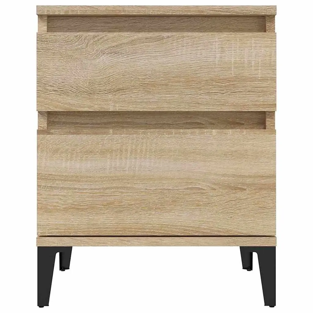 Bedside Table Engineered Wood Brown Compact Nightstand Storage Organizer 40 x 35 x 50 cm