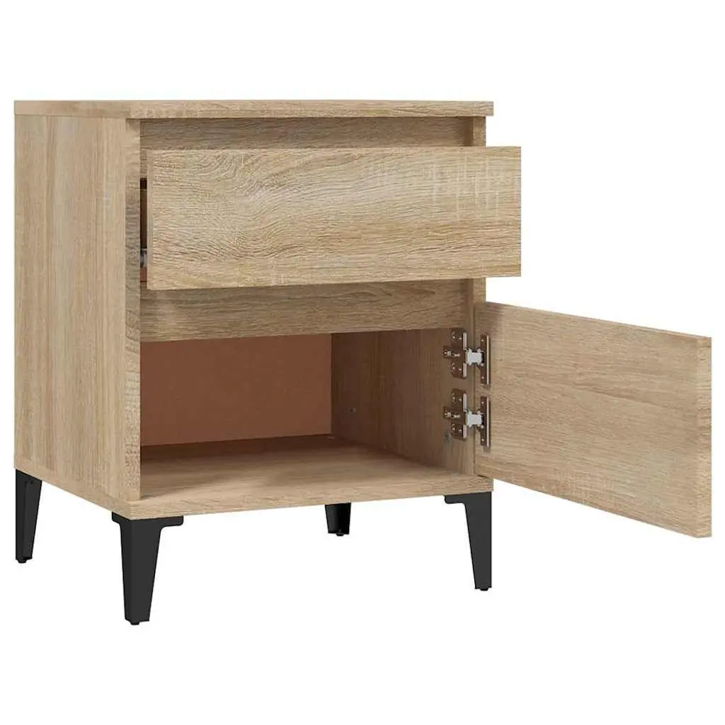 Bedside Table Engineered Wood Brown Compact Nightstand Storage Organizer 40 x 35 x 50 cm