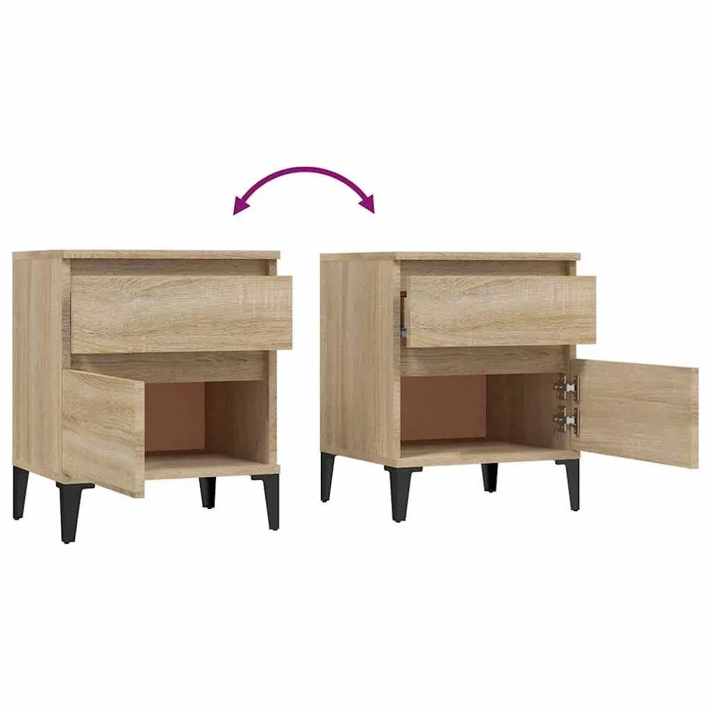 Bedside Table Engineered Wood Brown Compact Nightstand Storage Organizer 40 x 35 x 50 cm