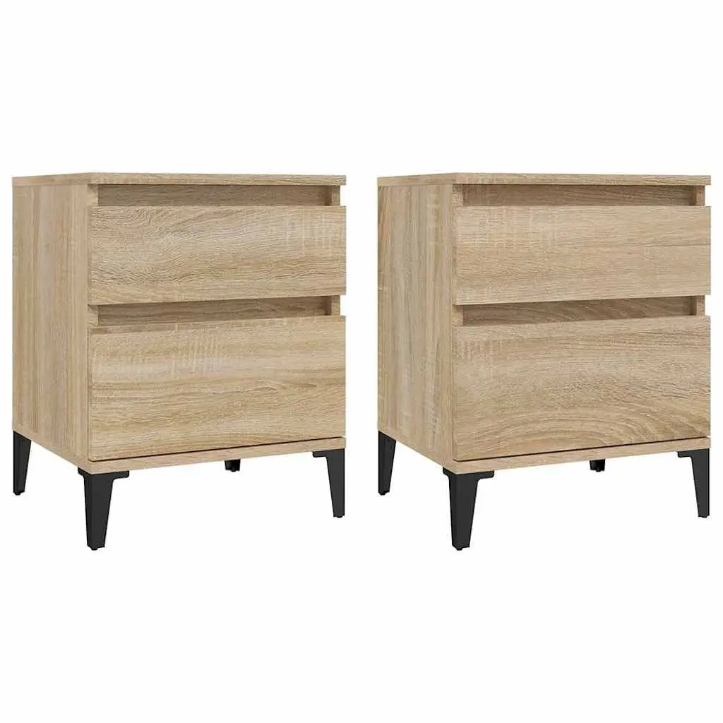 Bedside Storage Cabinets Brown 40x35x50cm Set of 2 Bedroom Nightstands Side