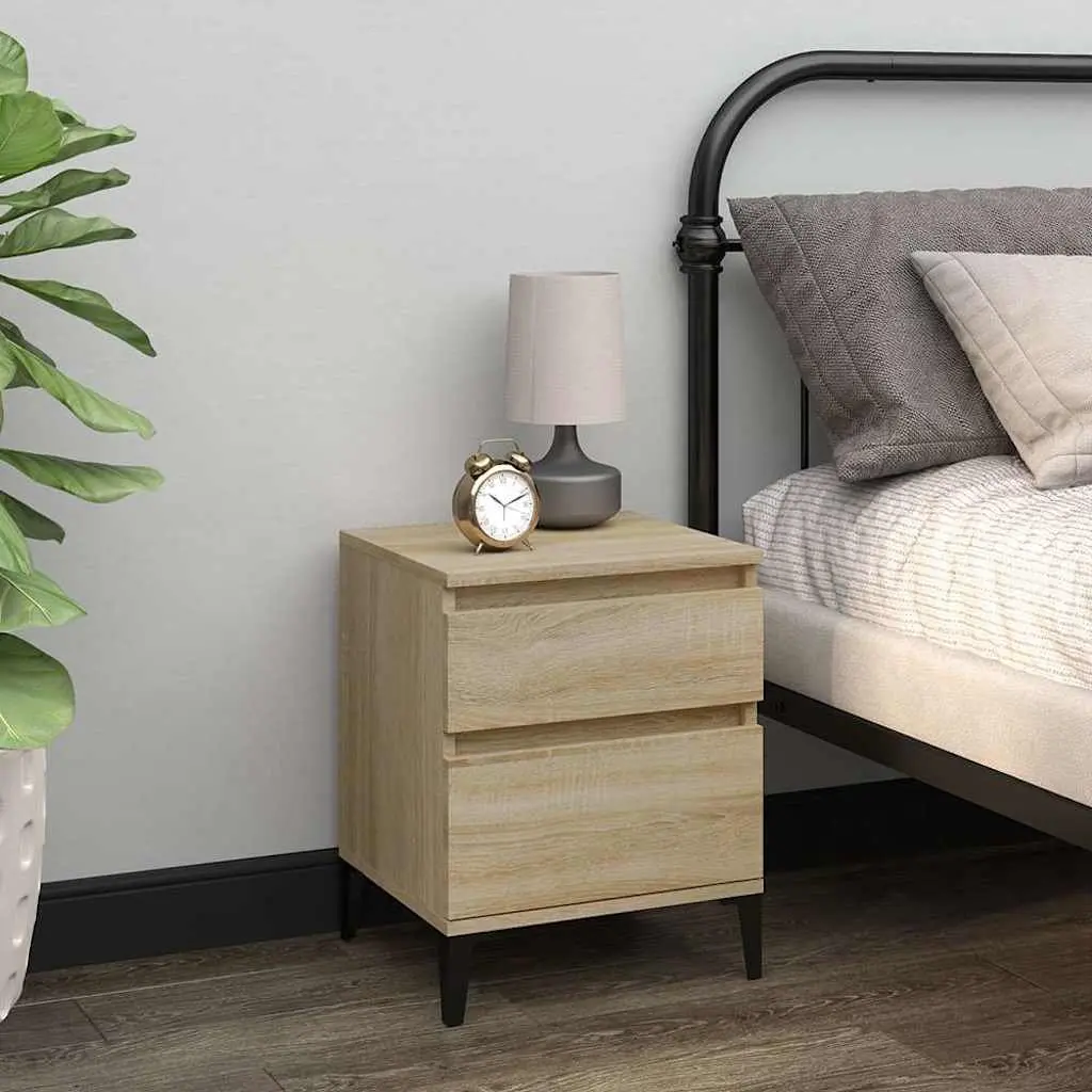 Bedside Storage Cabinets Brown 40x35x50cm Set of 2 Bedroom Nightstands Side