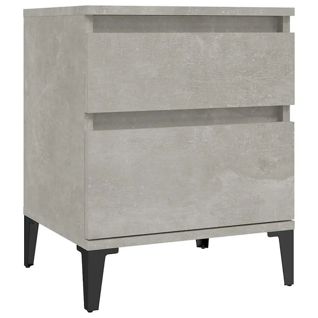 Grey Bedside Cabinets 2 Piece Engineered Wood Storage Nightstand Organiser Units 40x35x50cm