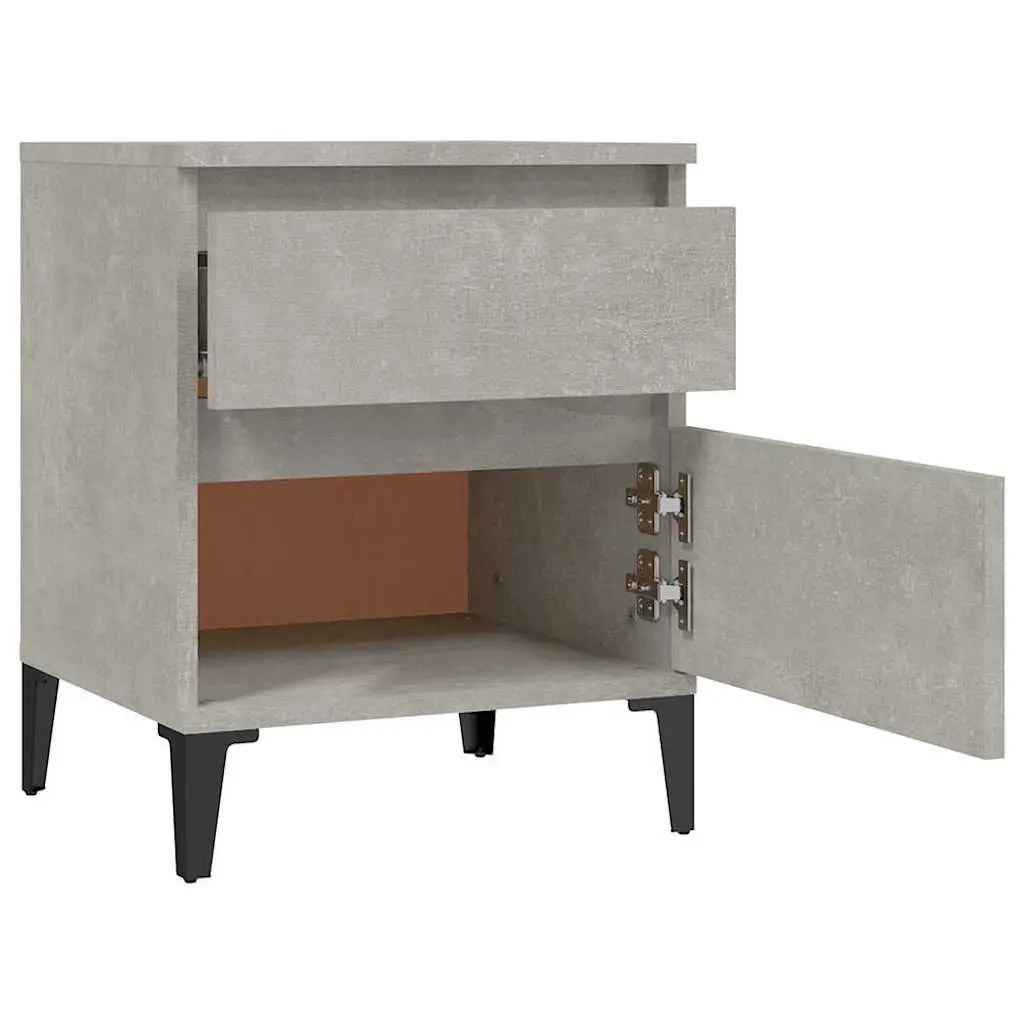 Grey Bedside Cabinets 2 Piece Engineered Wood Storage Nightstand Organiser Units 40x35x50cm