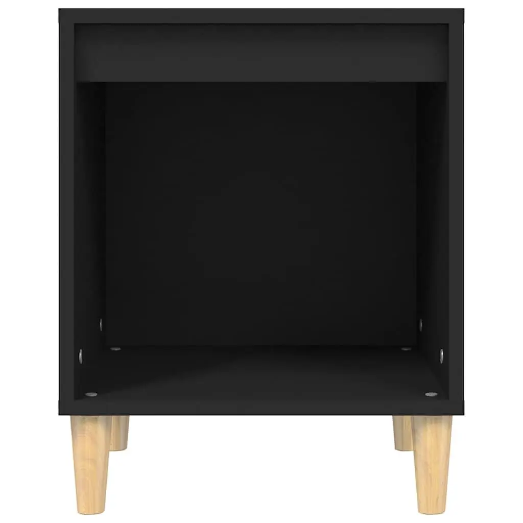 Black Engineered Wood Nightstand Storage Cabinet 40x35x50cm