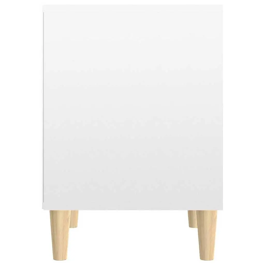 Bedside Cabinet White High Gloss Engineered Wood Side Table Bedroom Storage