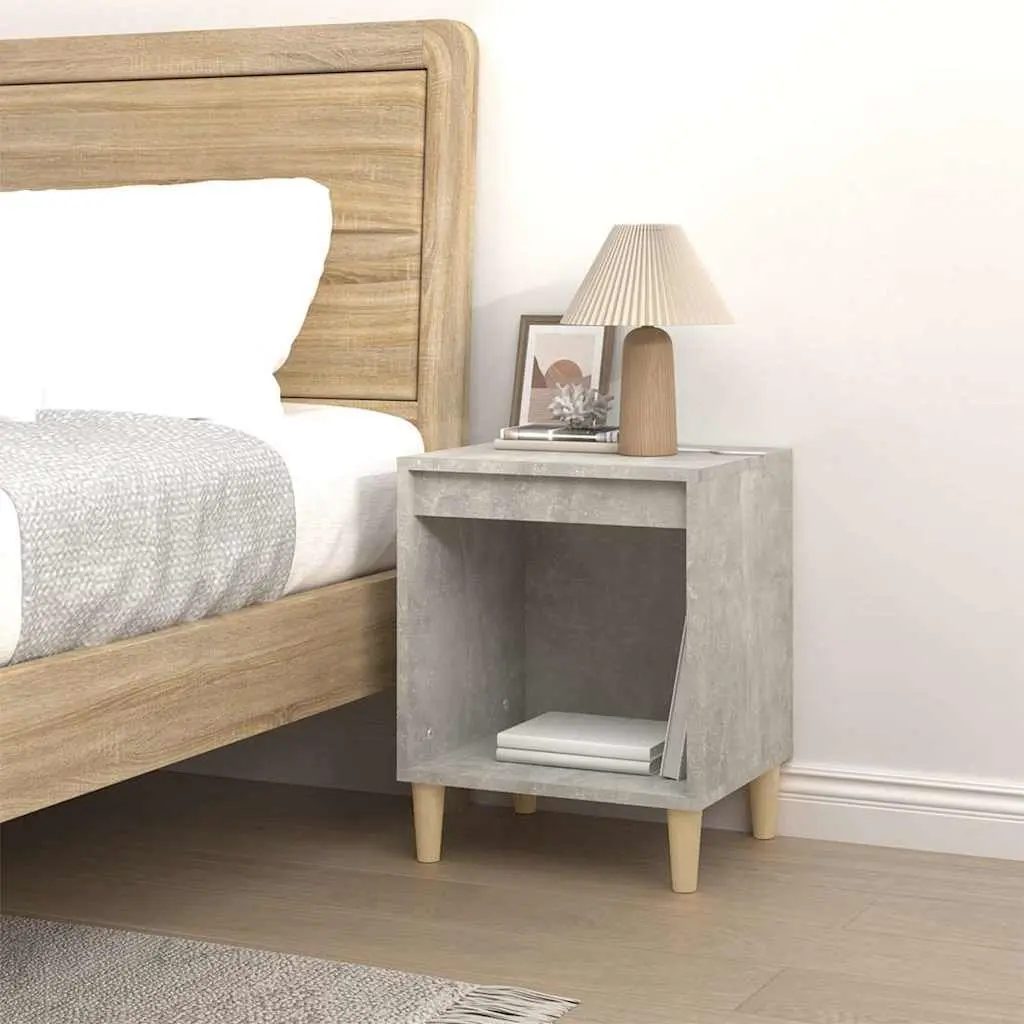 Grey Engineered Wood Bedside Table Storage Nightstand 40cm Width 35cm Depth 50cm Height