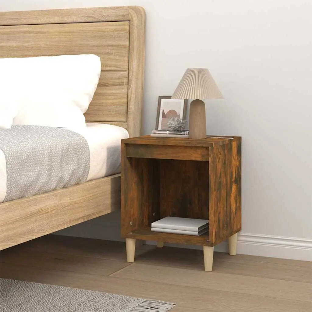 Brown Engineered Wood Bedside Cabinet Storage Nightstand 40cm x 35cm x 50cm