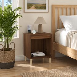 Bedside Cabinet Brown Oak 40x35x50 cm Engineered Wood Side Table Storage