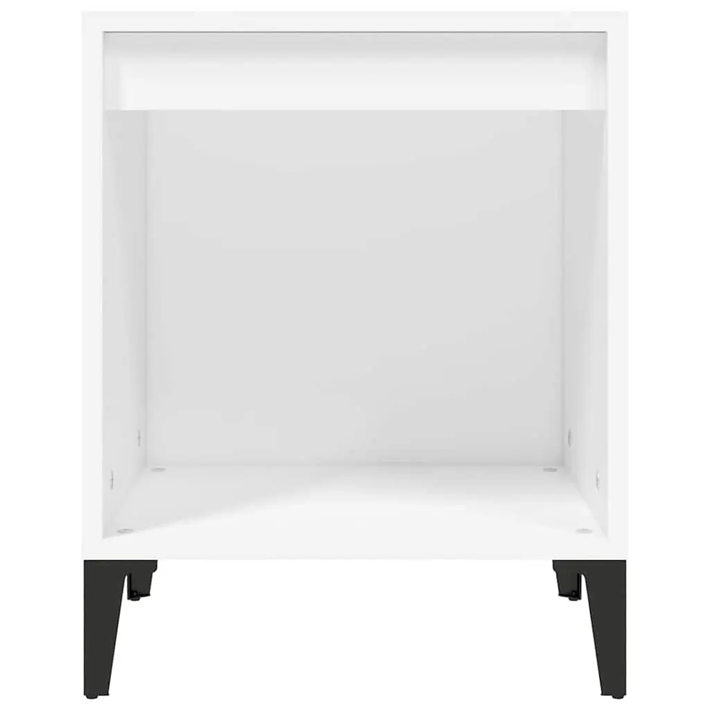 White Engineered Wood Bedside Table Storage Nightstand 40x35x50cm