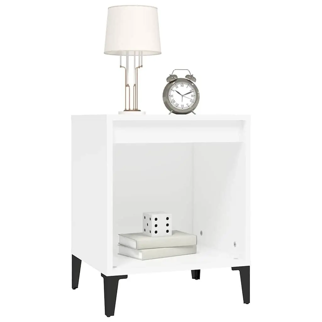 White Engineered Wood Bedside Table Storage Nightstand 40x35x50cm
