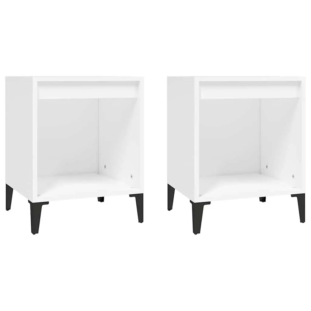 Bedside Tables 2 pcs White Nightstand Cabinet Storage Bedroom Furniture Set