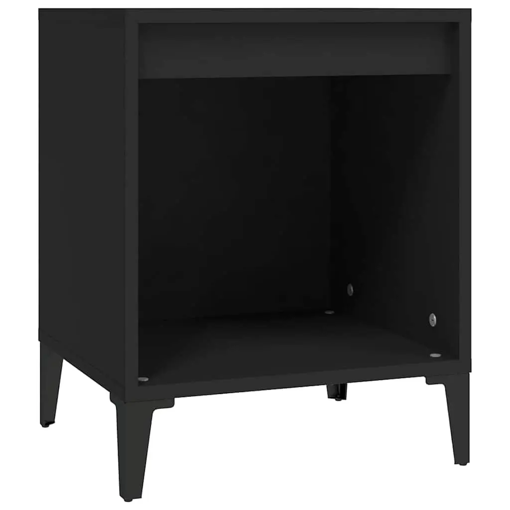Black Bedside Table Engineered Wood Storage Organiser 40x35x50cm