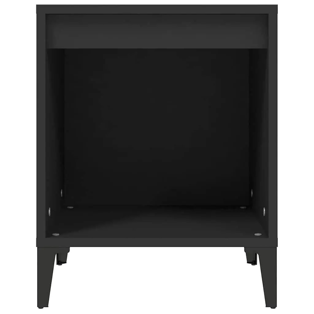 Black Bedside Table Engineered Wood Storage Organiser 40x35x50cm