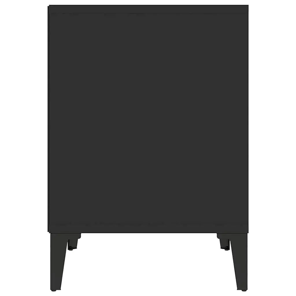 Black Bedside Table Engineered Wood Storage Organiser 40x35x50cm