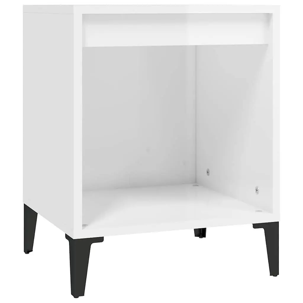 Bedside Cabinet Engineered Wood High Gloss White 40 x 35 x 50 cm