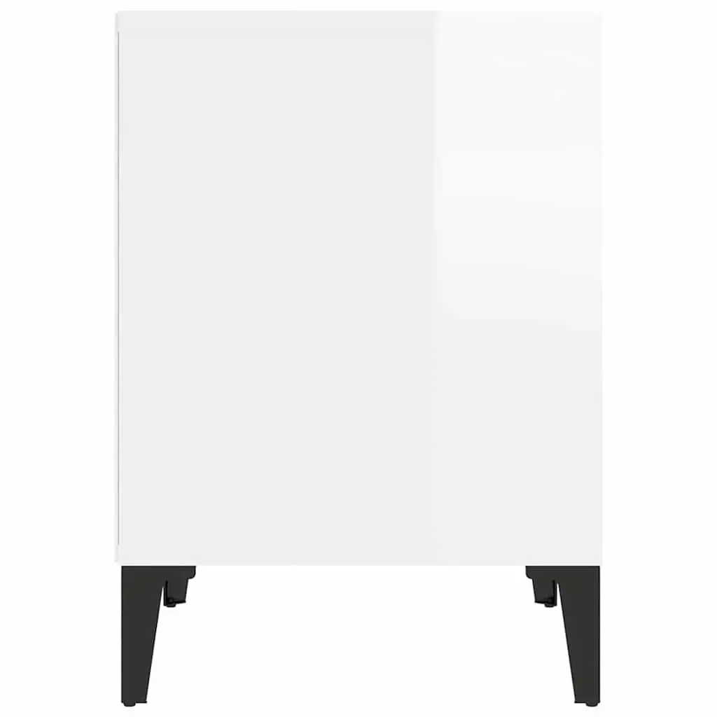 Bedside Cabinet Engineered Wood High Gloss White 40 x 35 x 50 cm