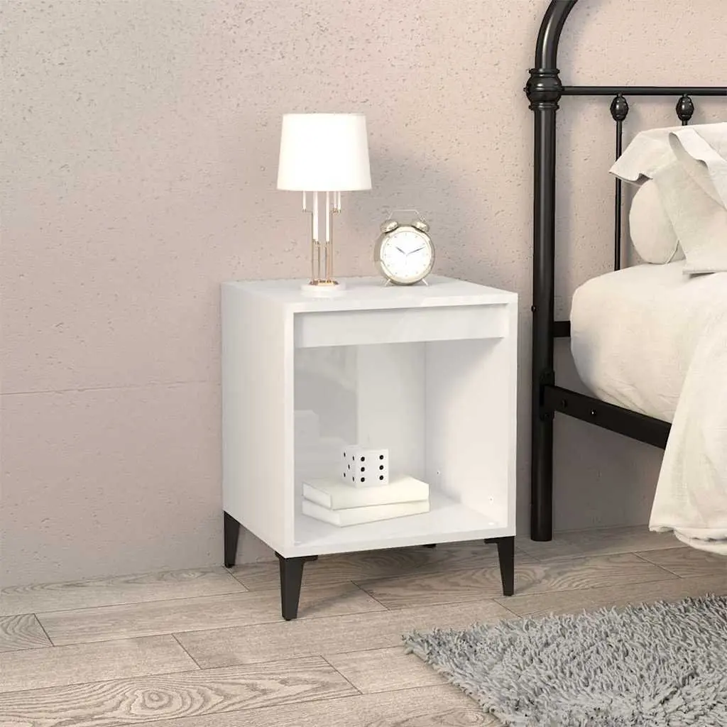 Bedside Cabinets Engineered Wood 40 x 35 x 50 cm White High Gloss 2 Piece Set