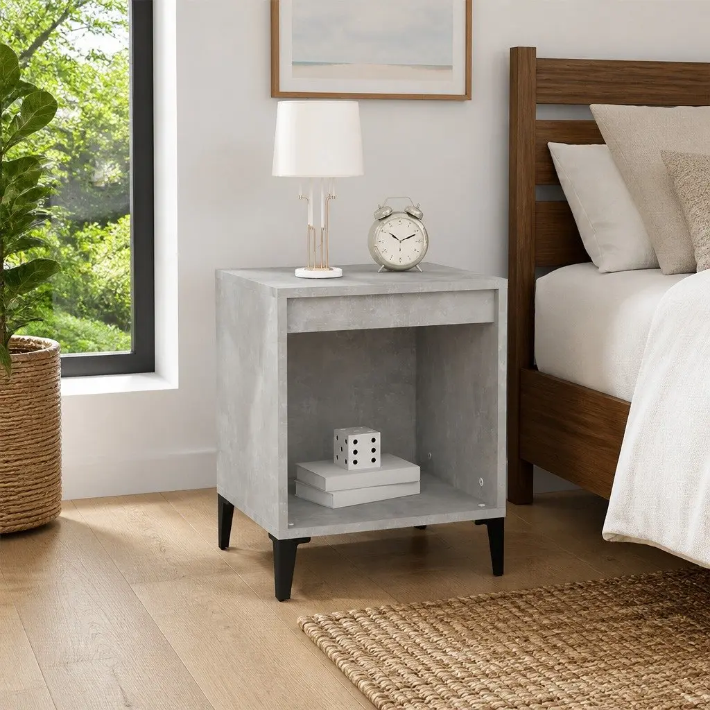 Bedside Cabinet Engineered Wood 40W x 35D x 50H cm Grey