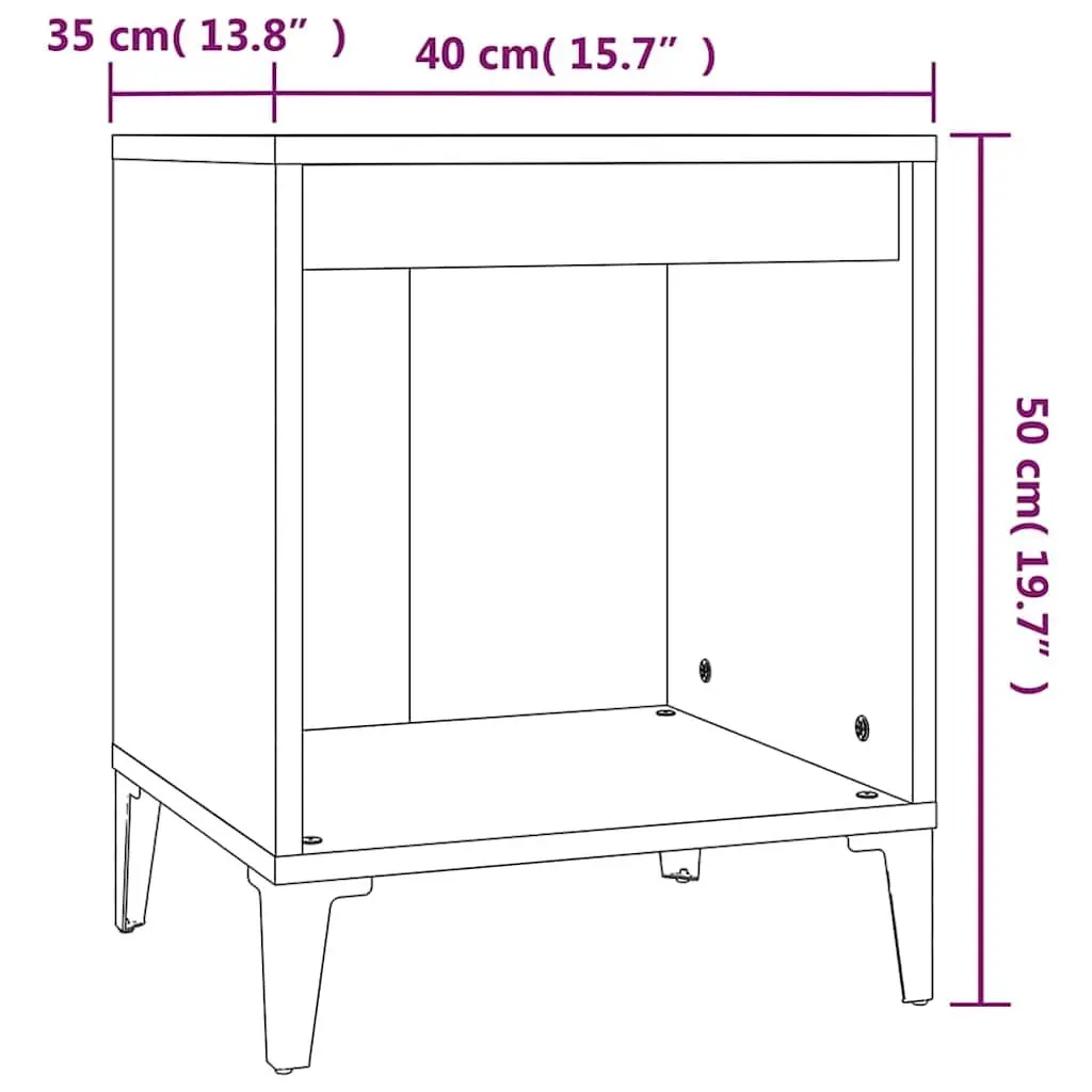Bedside Cabinet Engineered Wood 40W x 35D x 50H cm Grey
