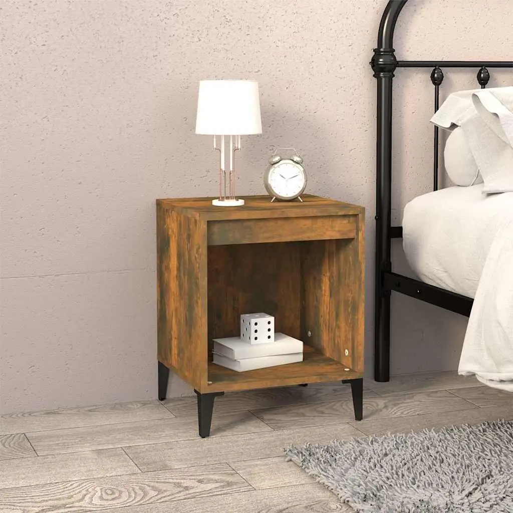 Bedside Cabinets 2 pcs Brown Smoked Oak Engineered Wood Bedroom Storage Tables