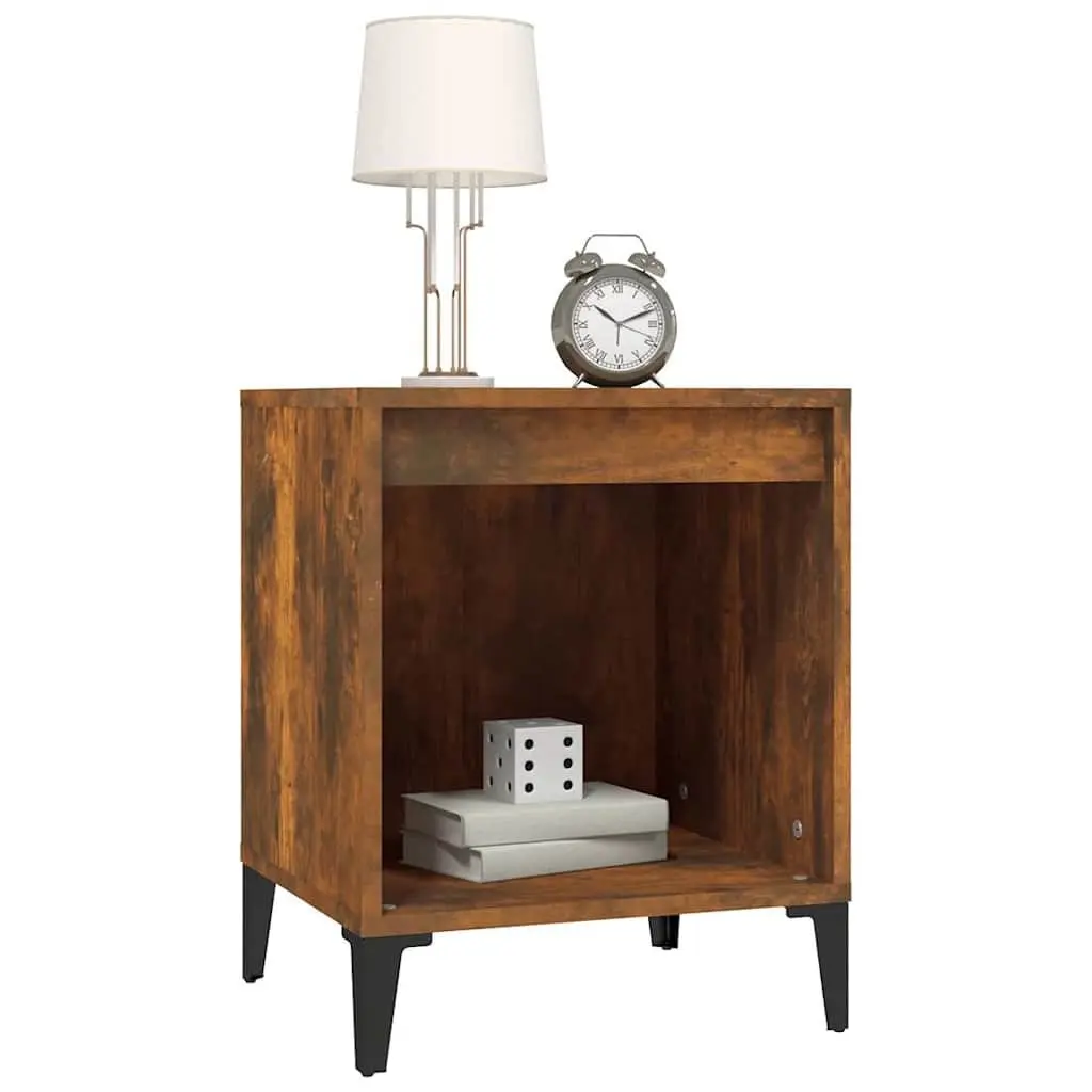 Bedside Cabinets 2 pcs Brown Smoked Oak Engineered Wood Bedroom Storage Tables