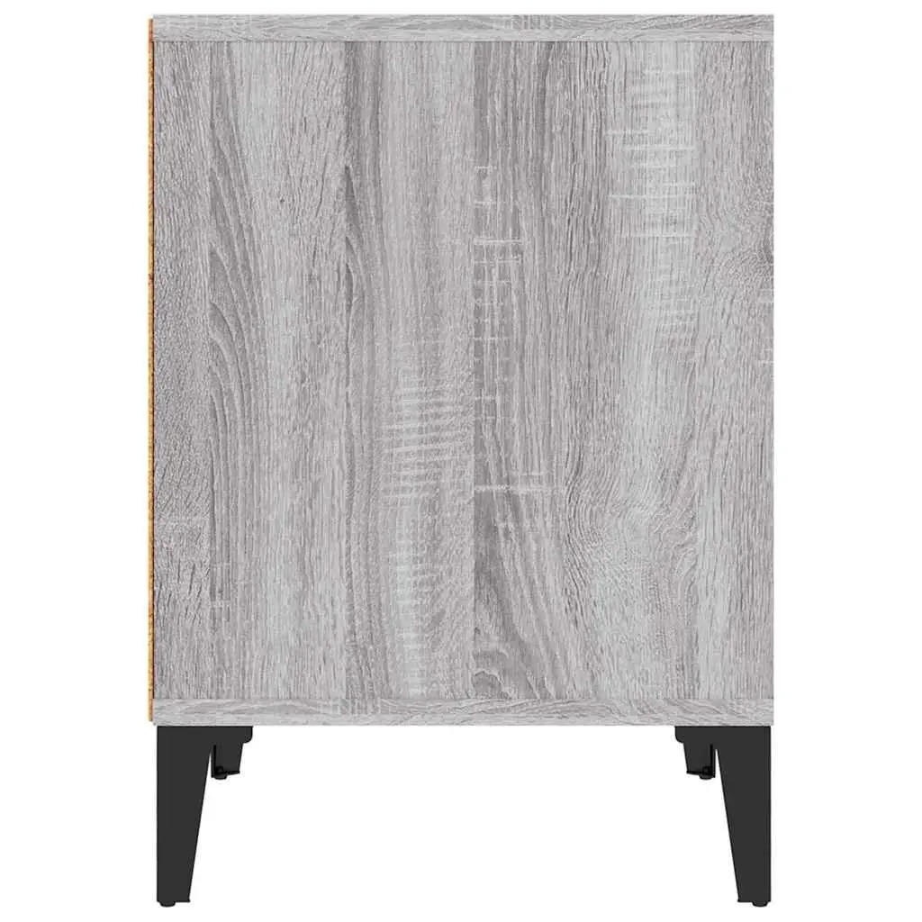 Grey Sonoma Bedside Table Engineered Wood Storage Cabinet 40x35x50cm