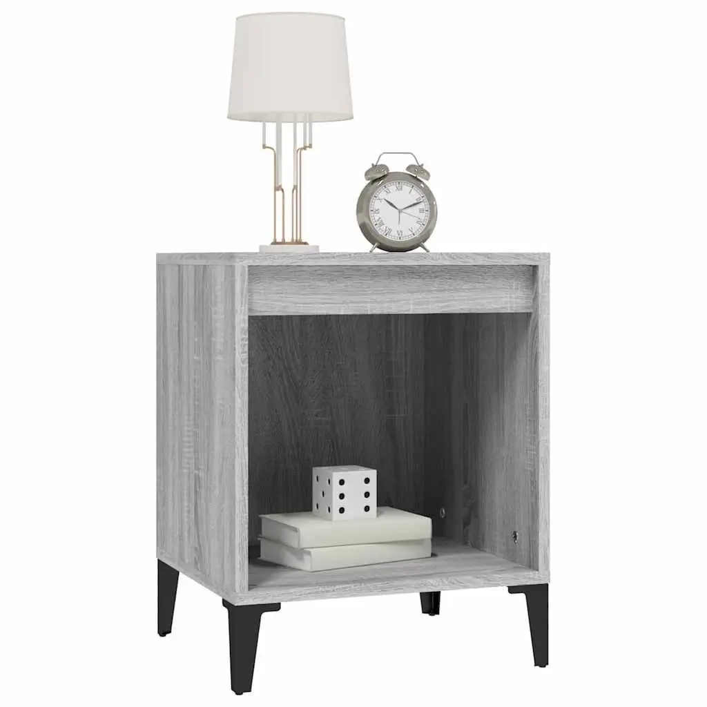 Grey Sonoma Bedside Table Engineered Wood Storage Cabinet 40x35x50cm