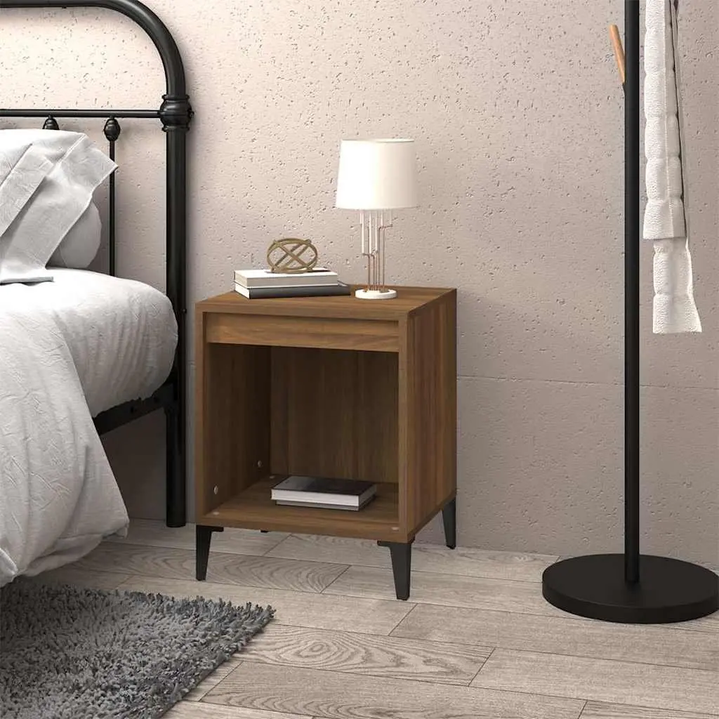 Bedside Cabinet Brown Oak Storage Table Bedroom Nightstand Furniture 40x35x50cm