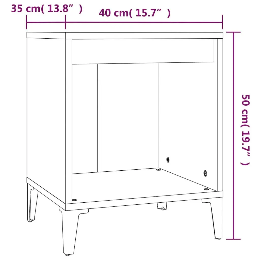 Bedside Cabinet Brown Oak Storage Table Bedroom Nightstand Furniture 40x35x50cm