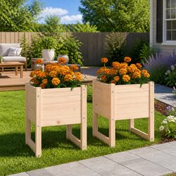 Functional Wooden Planters 2 pcs 40x40x52.5 cm for Your Home
