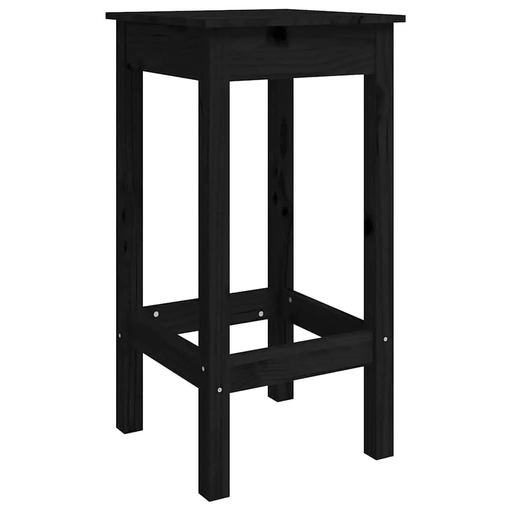 Bar Stools Solid Pine Wood No Backrest 40x40x78 cm Black 2 pcs