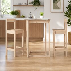 Bar Stools 2 pcs Kitchen Dining Room Chairs Solid Wood Pine Brown Rustic