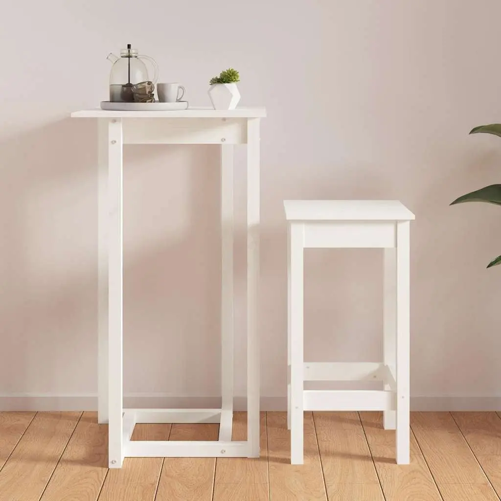 Bar Table Solid Pine Wood White 60x60x110 cm High Top Dining Kitchen Furniture