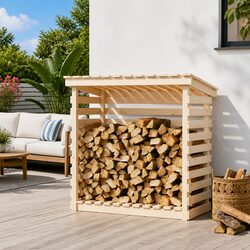 Firewood Rack Log Storage Holder Solid Pine Wood Natural 108x73x108cm