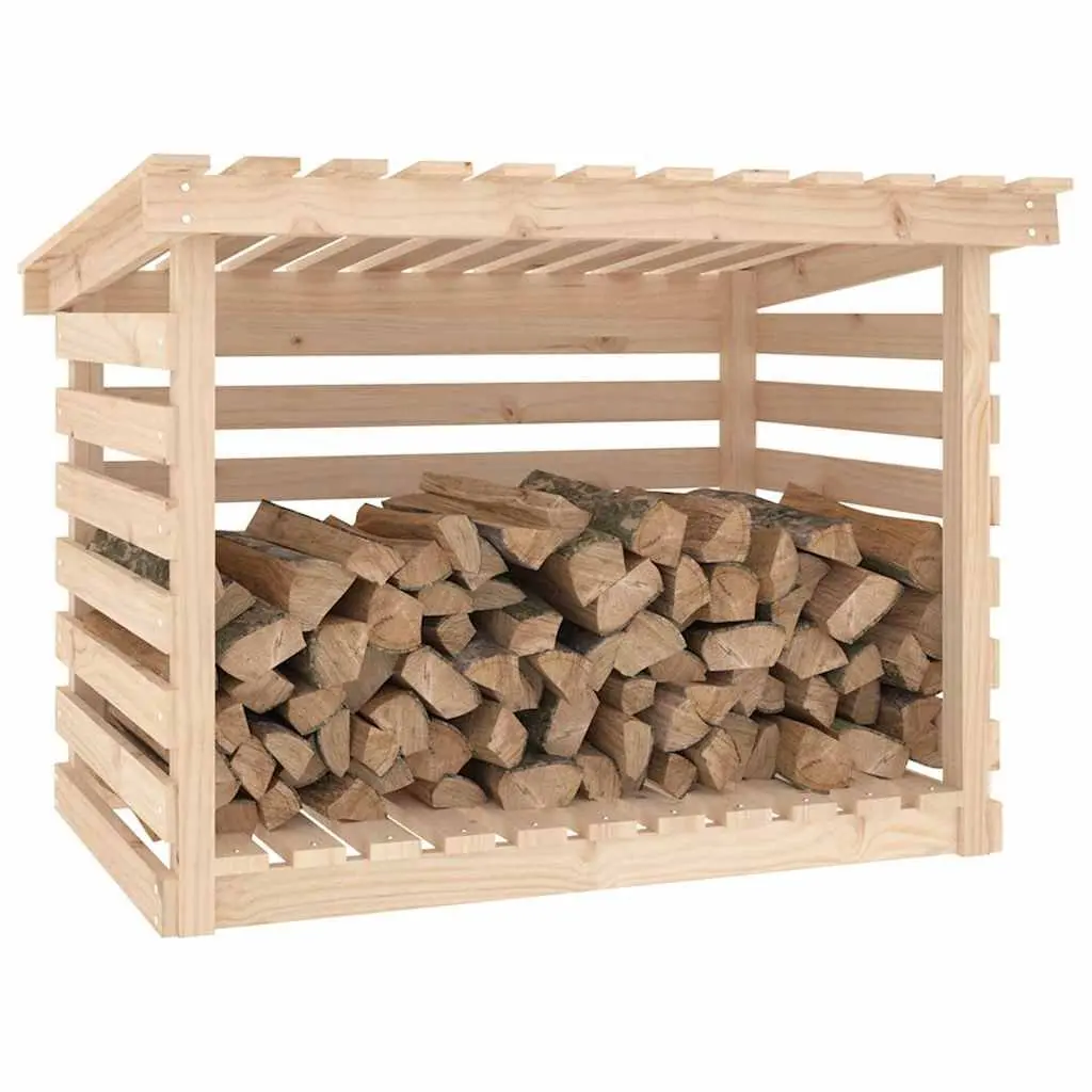 Firewood Rack Log Storage Holder Solid Wood Pine Natural 108x73x79cm