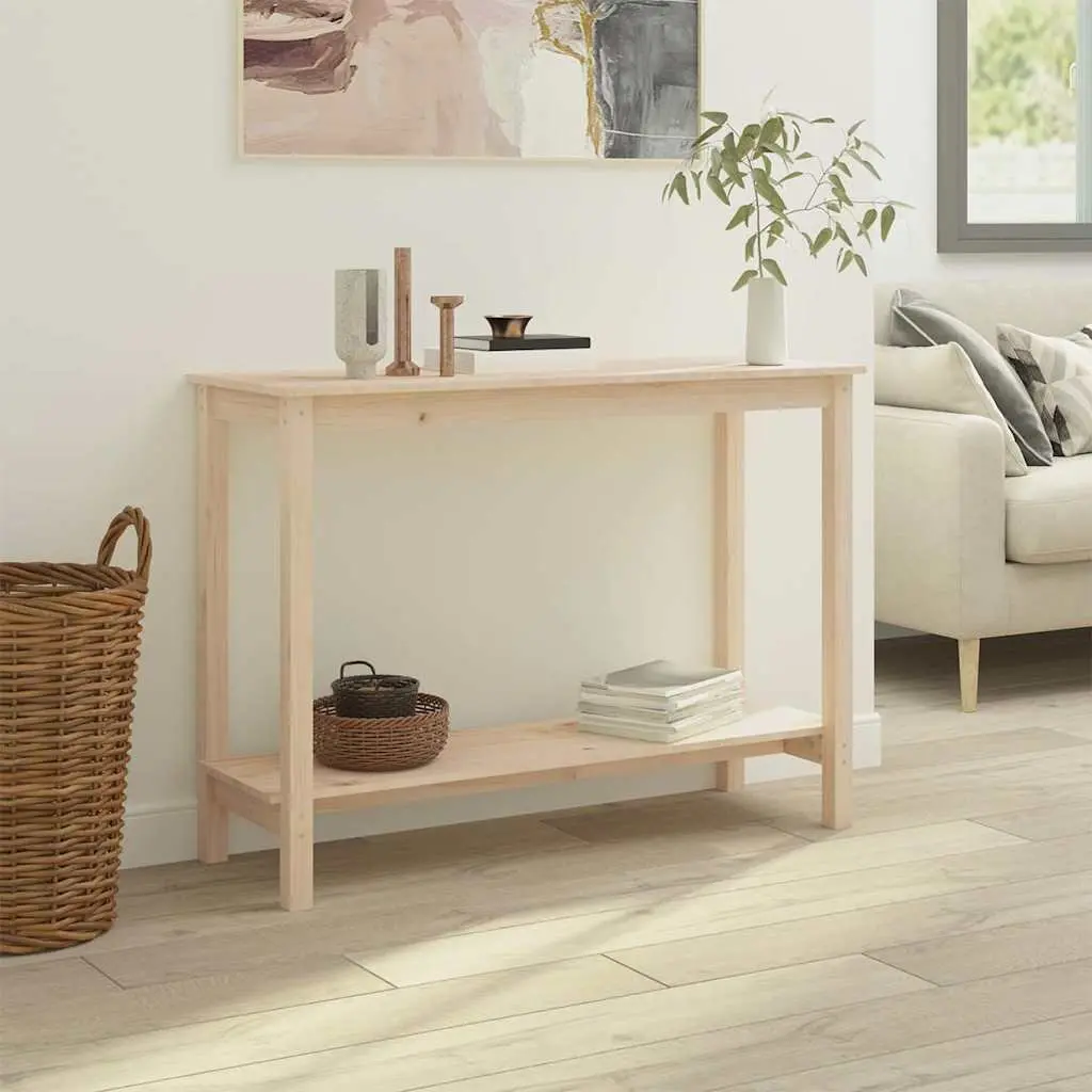 Brown Console Table Solid Pine Wood 110x40x80 cm Modern Accent End Table