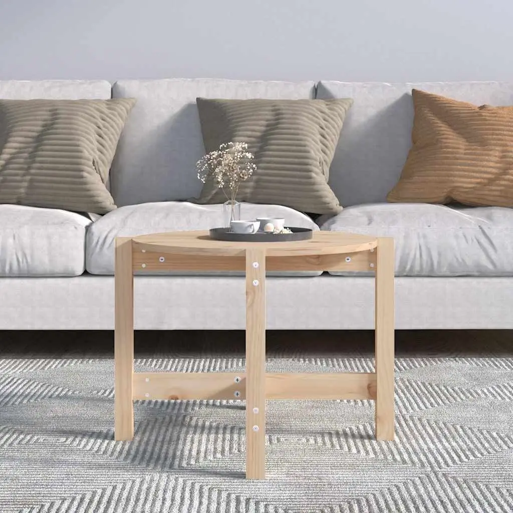 Coffee Table Solid Pine Wood Round 62.5cm Brown