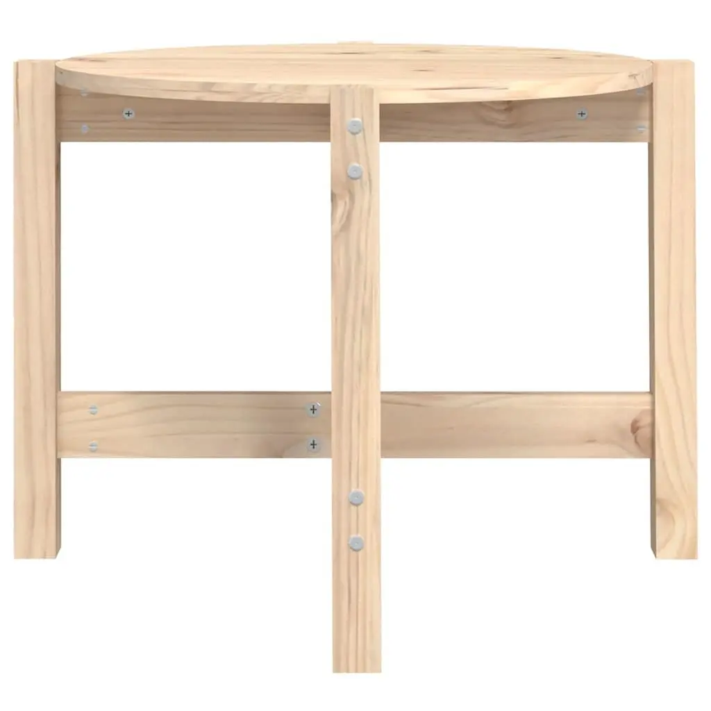 Coffee Table Solid Pine Wood Round 62.5cm Brown