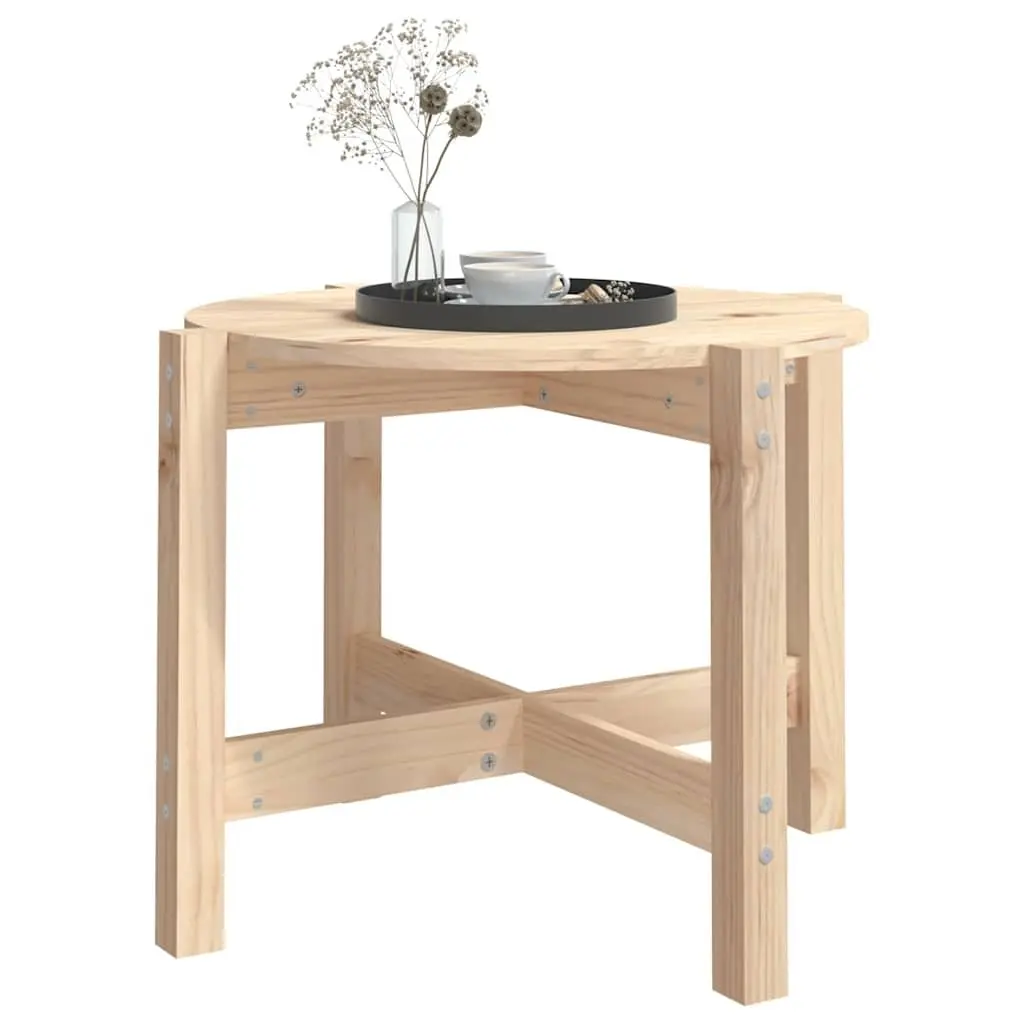 Coffee Table Solid Pine Wood Round 62.5cm Brown