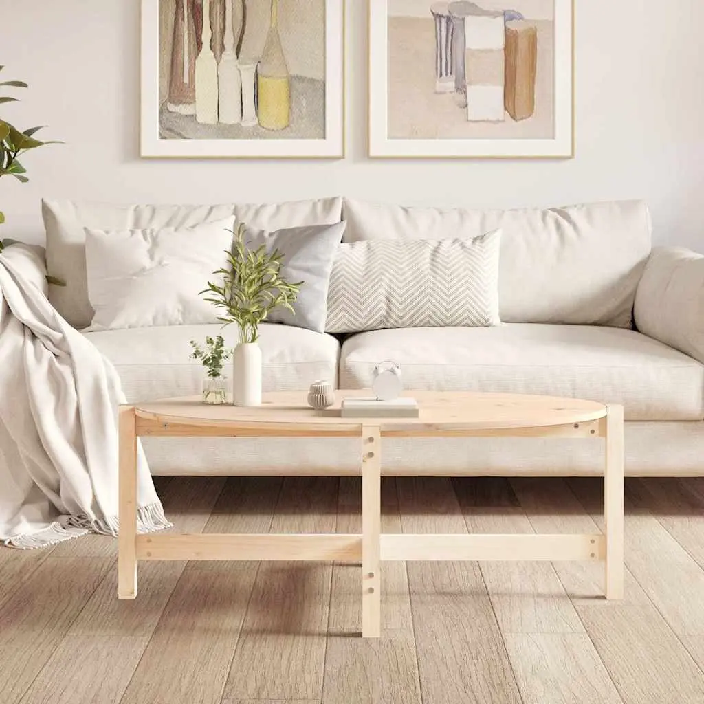 Coffee Table Solid Pine Wood Brown 118 x 63 x 45 cm Living Room Furniture Accent Side Table
