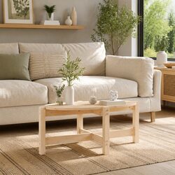 Functional Solid Wood Coffee Table 87x48x35 cm for Living Room