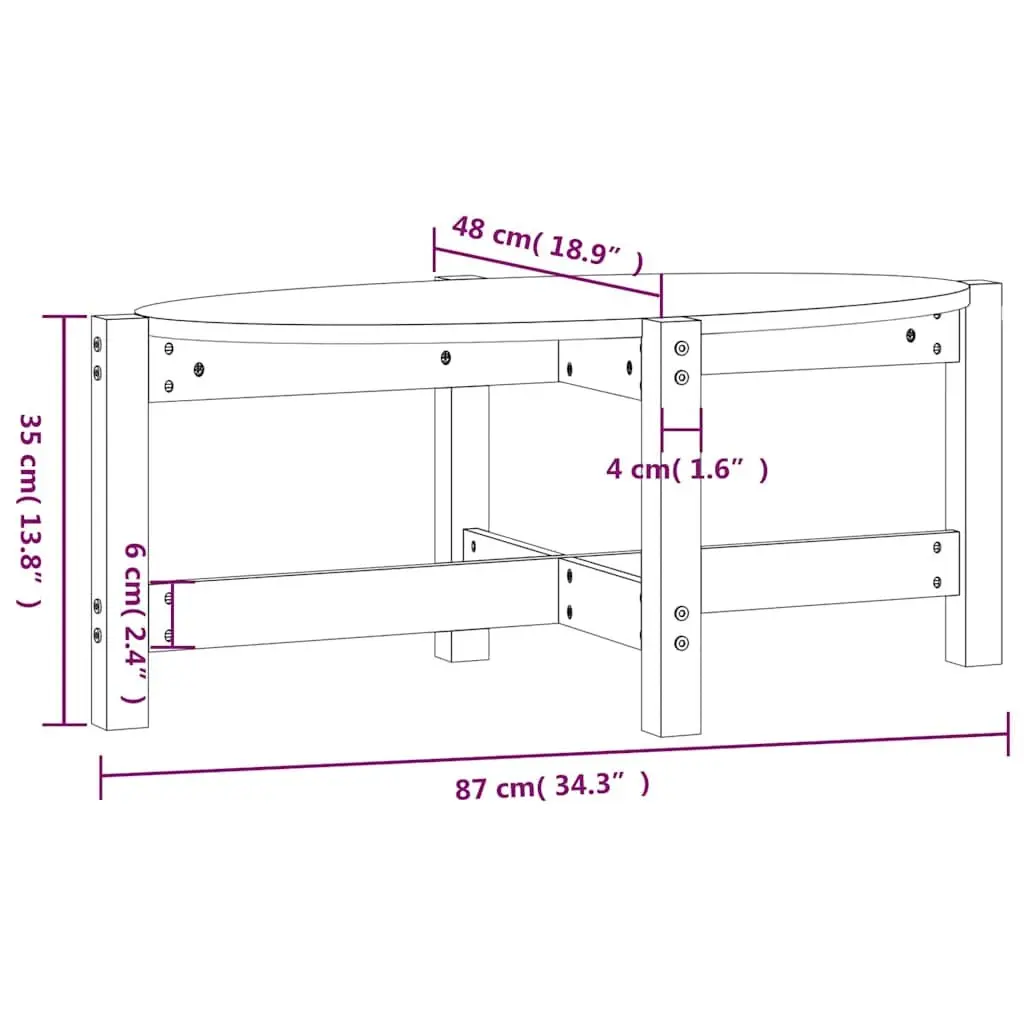 Solid Wood Coffee Table 87x48x35 cm for Living Room