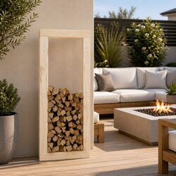 Firewood Rack Log Storage Stand Solid Wood Pine Natural 41x25x100cm