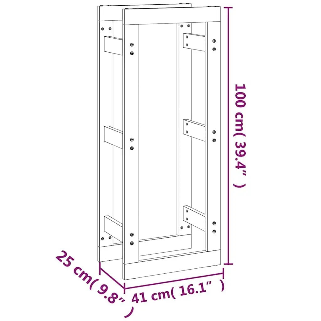 Firewood Rack Solid Pine Wood Natural 41x25x100cm