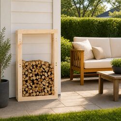 Solid Pine Firewood Rack for Indoor Use 60x25x100cm