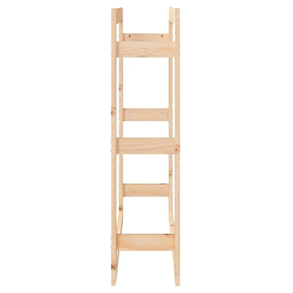 Firewood Rack Natural Solid Pine Log Storage 80x25x100 cm Wood Holder for Fireplace