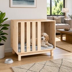 Dog House 70x50x62 cm Solid Pine Wood Pet Bed Shelter Outdoor Indoor Brown