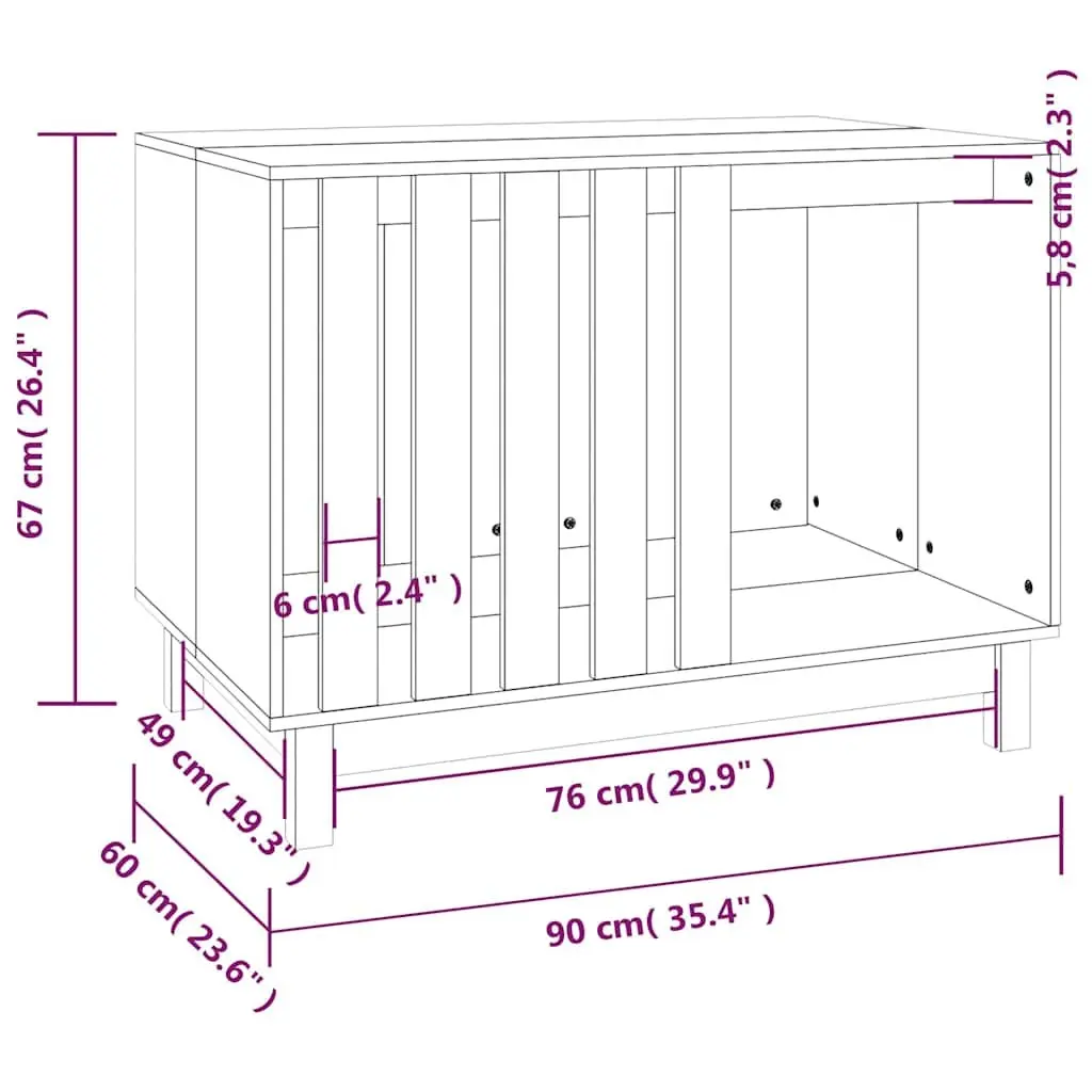 Dog House Solid Pine Wood 90x60x67 cm Brown Indoor Outdoor Pet Shelter