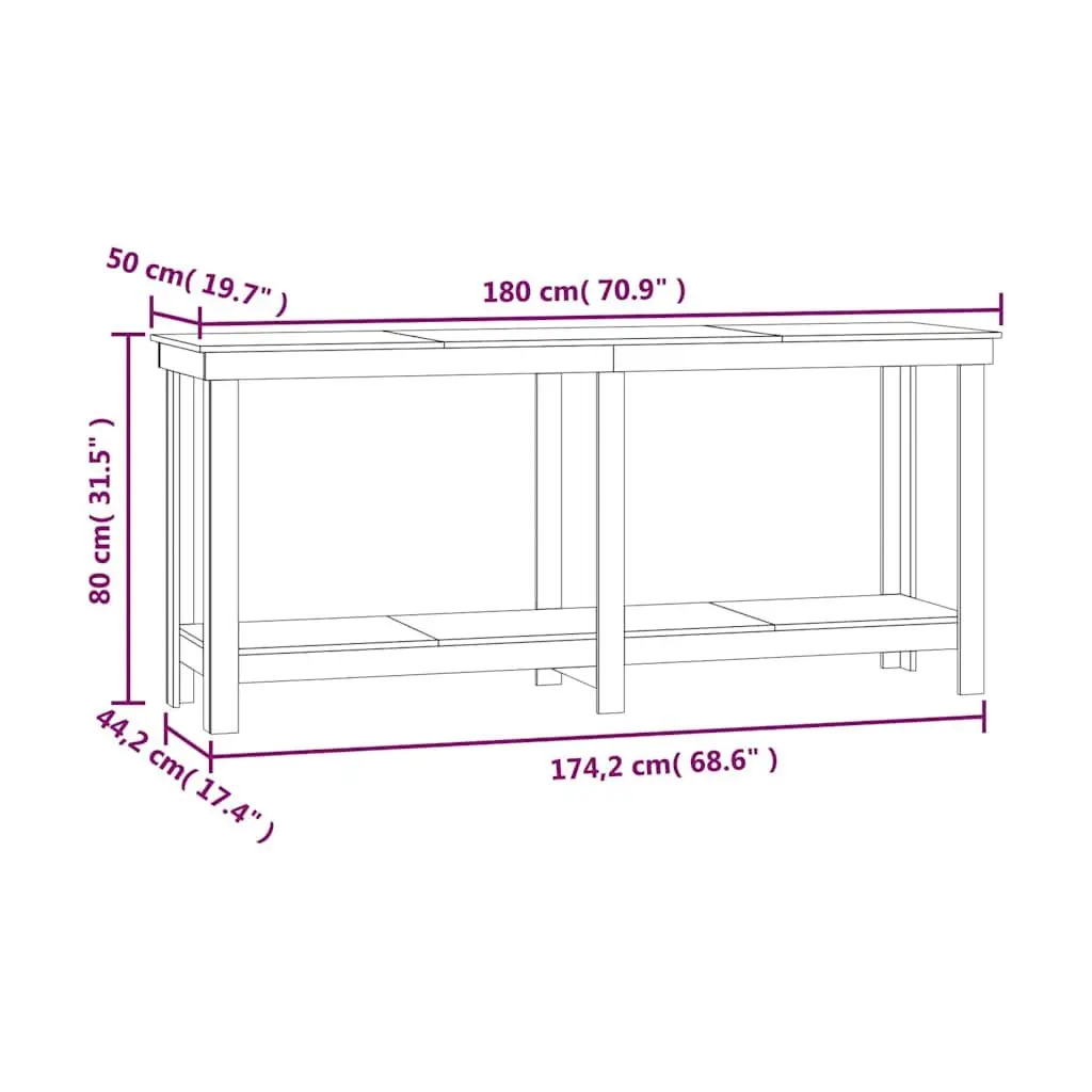 Work Bench 180x50x80 cm Solid Wood Pine Storage Shelves Garage Tool Table