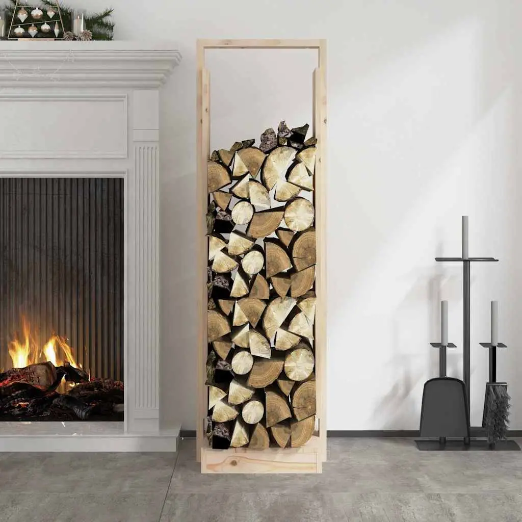 Log Holder Solid Pine Wood Indoor Firewood Stand Brown 33.5 x 30 x 110 cm
